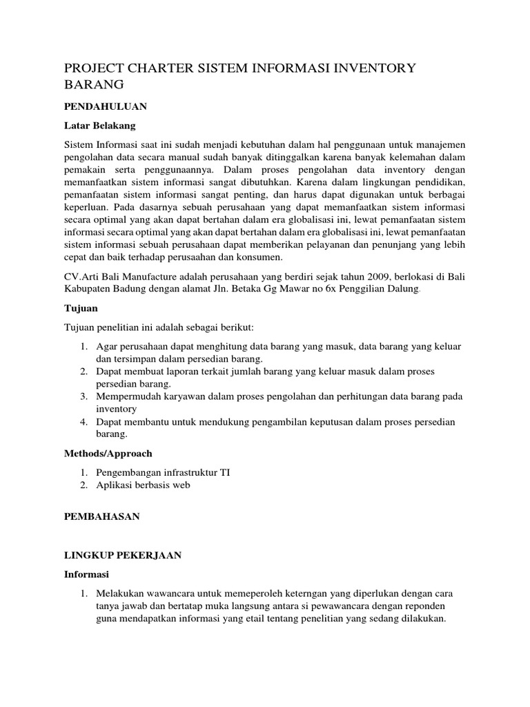 Project Charter: Sistem Informasi Penjualan Online untuk [Nama Perusahaan]