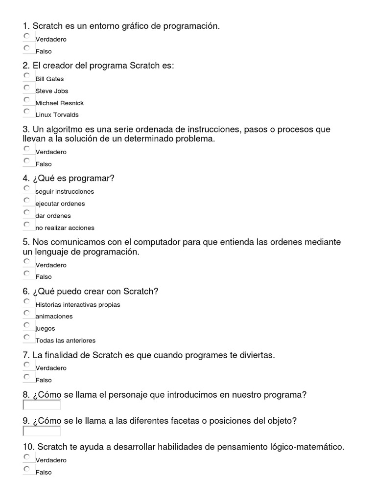 Examen Del Scratch | PDF | Scratch (lenguaje de programación ...