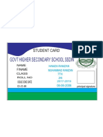 Govt Higher Secondary School Ssdin: Student Card
