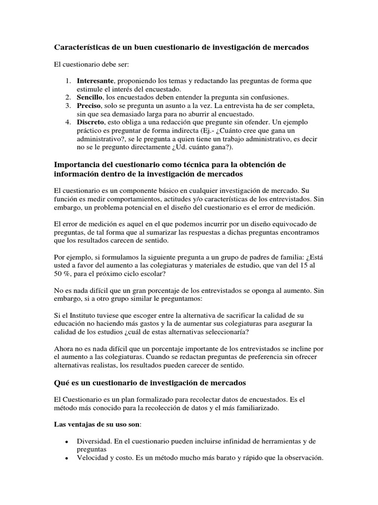 Características de un buen cuestionario de investigación
