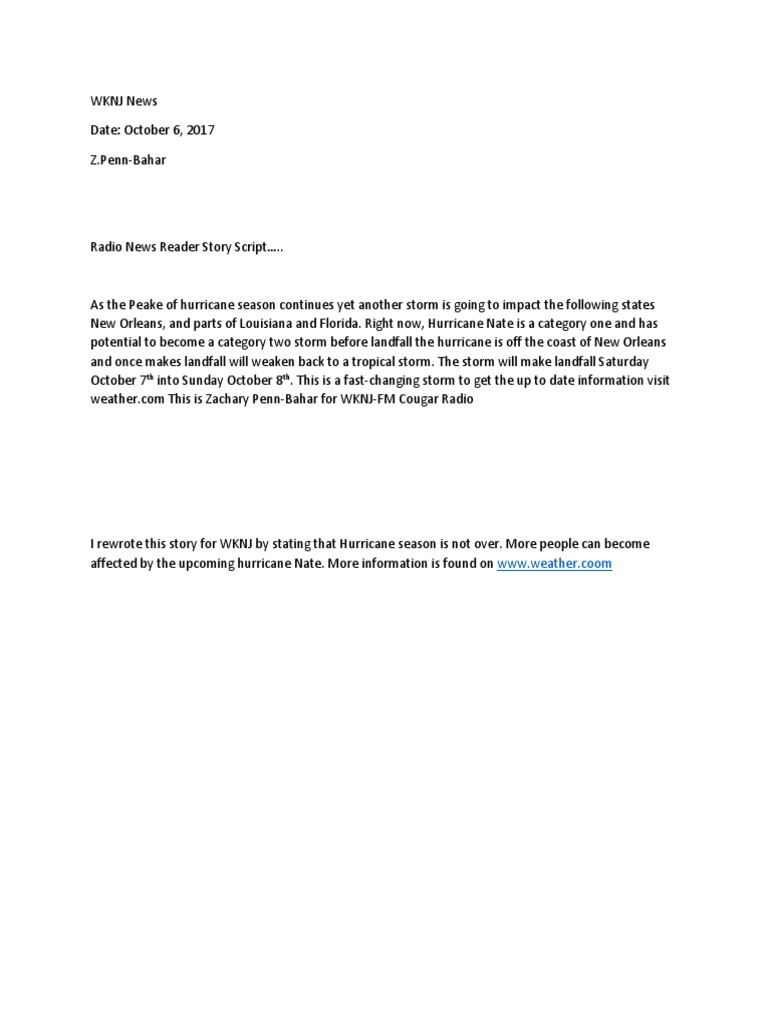 Radio News Reader Story Script | PDF