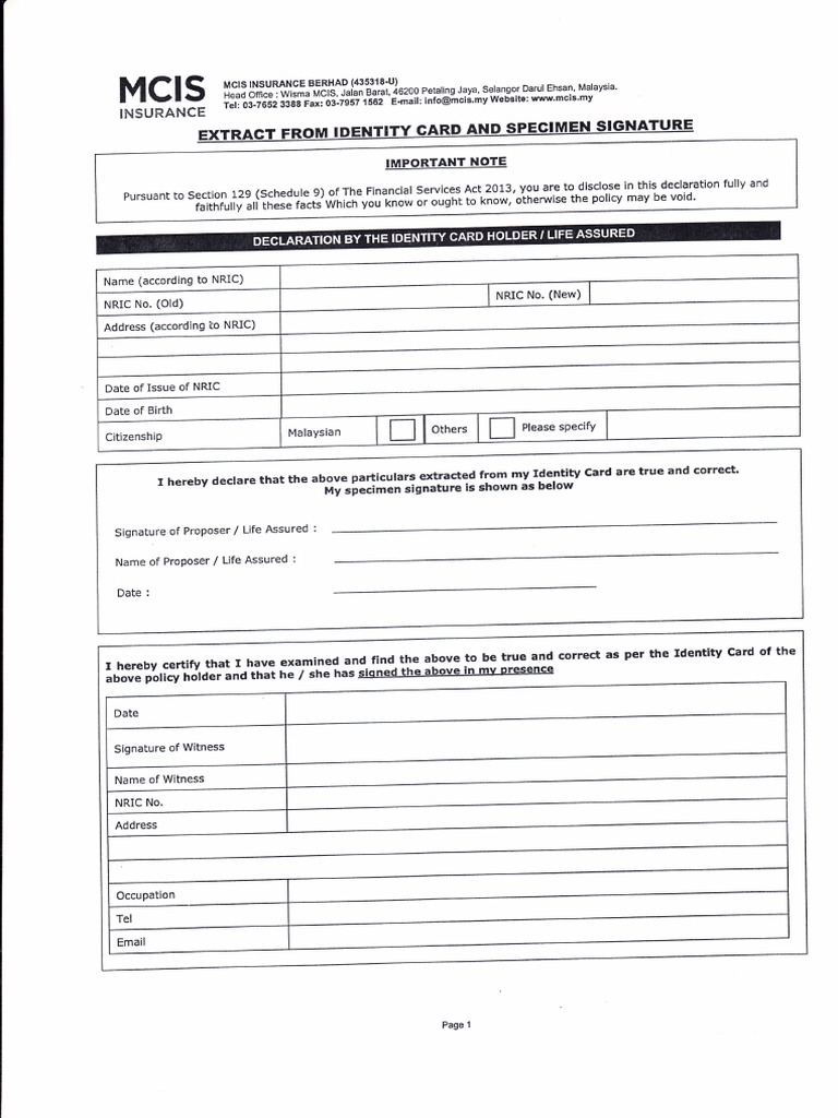 NRIC Verification and Declaration Form | PDF | Law