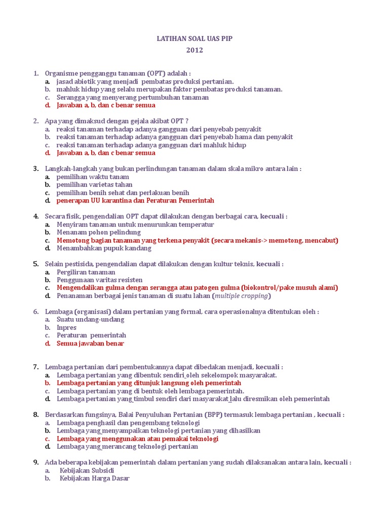 Latihan Soal Uas Pip