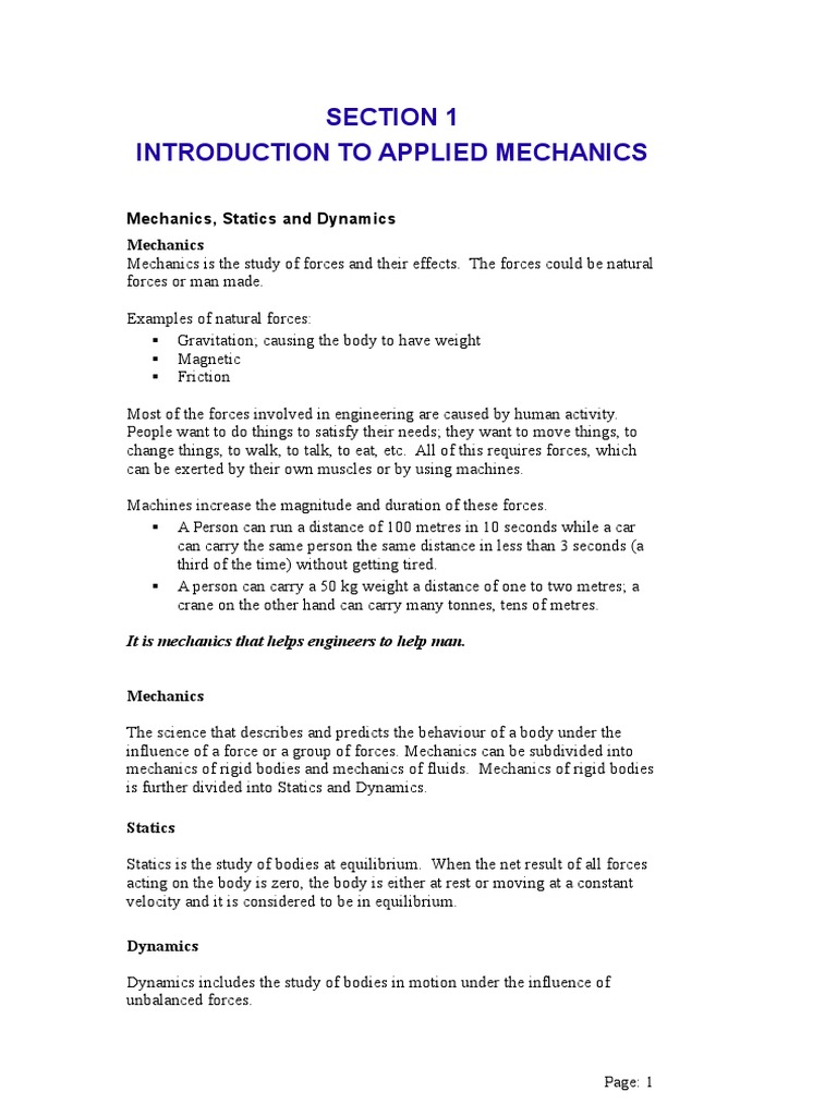 Introduction to Applied Mechanics Basics | PDF | Euclidean Vector ...