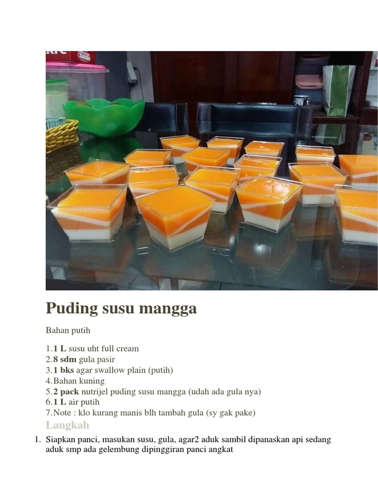 Resep Puding Susu Mangga Nutrijel | PDF | Pengembangan Diri | Kesehatan ...