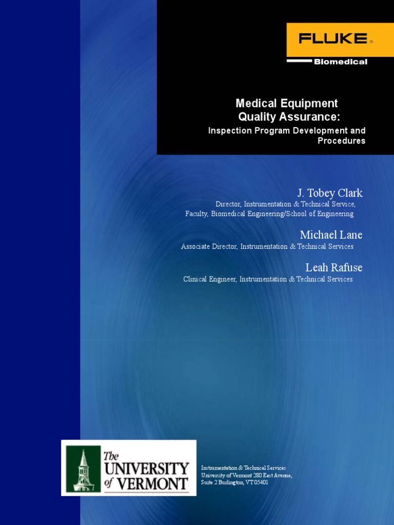 Medical Equipment Quality Assurance (Tobey Clark, U Vermont) PDF