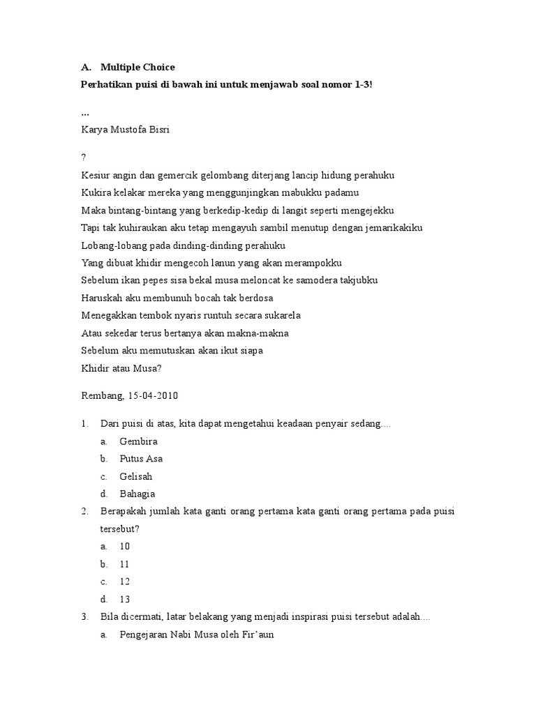 Fix Soal Dan Jawaban Kelas 8 Puisi