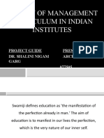 A Study of Management Curriculum in Indian Institutes