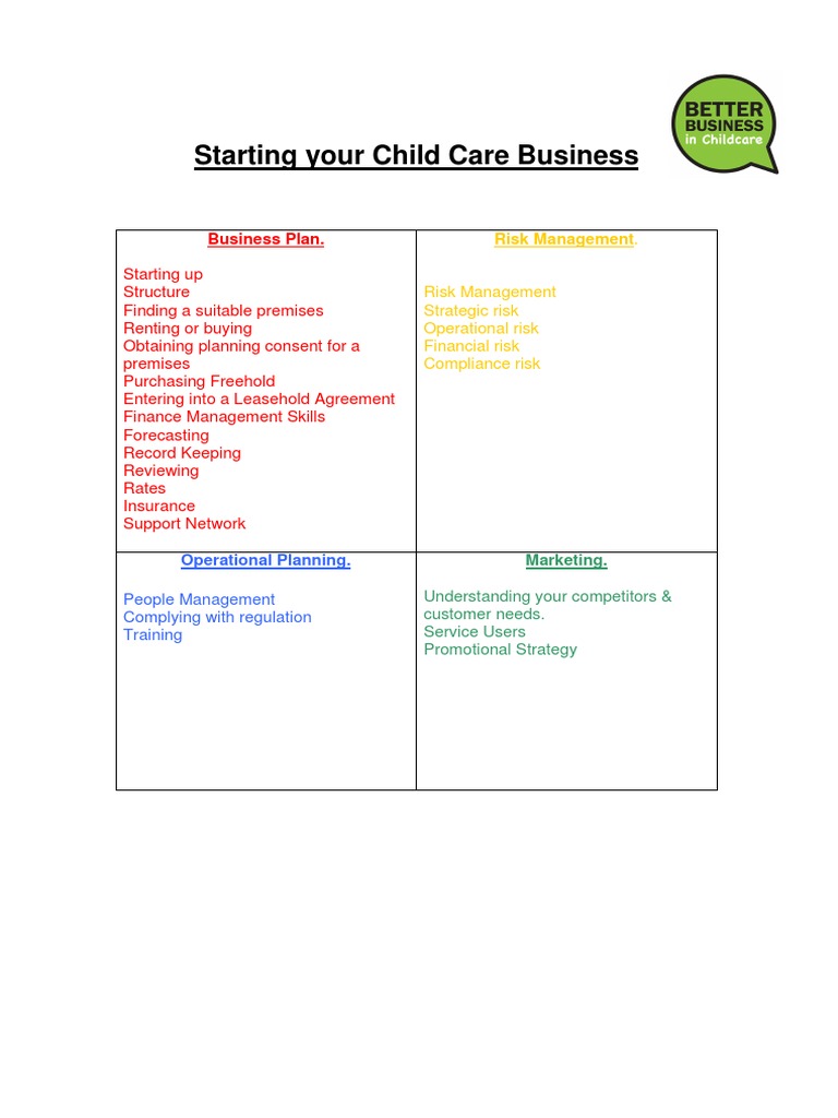 daycare business plan sample