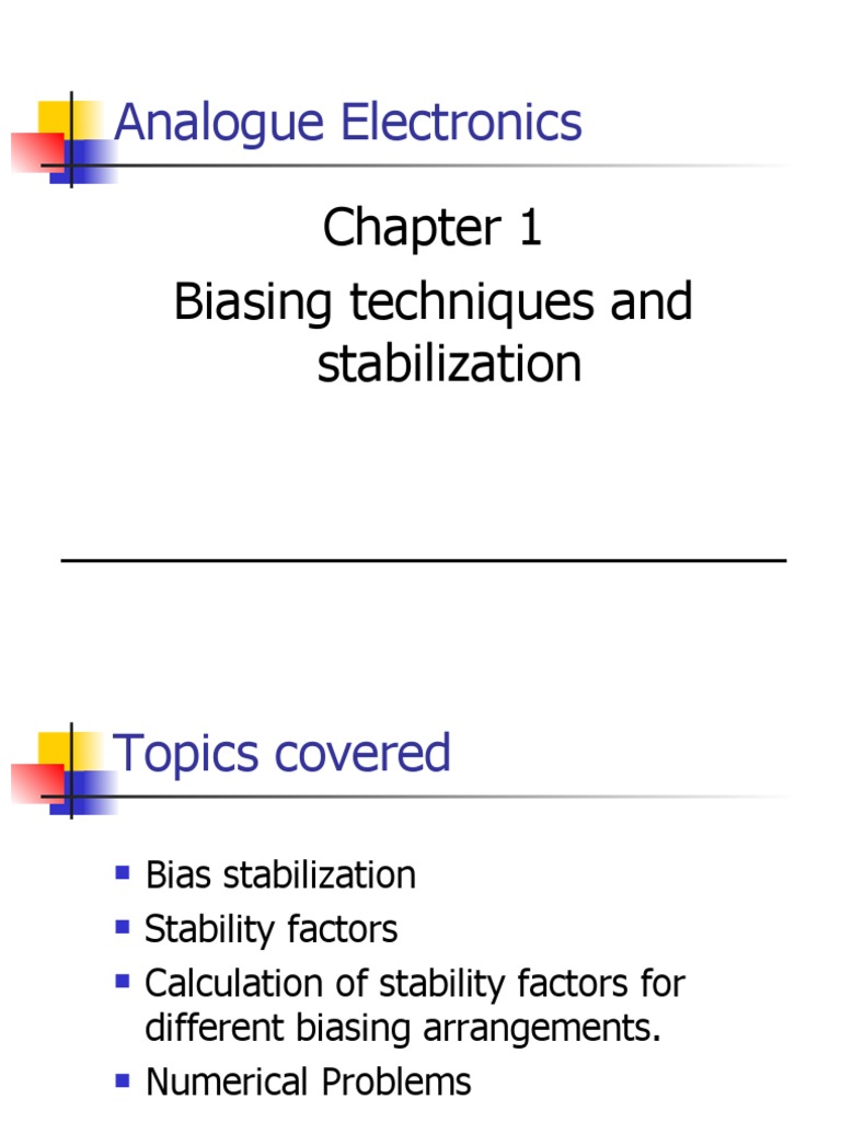 Biasing Techniques in Analogue Electronics | PDF | Field Effect ...