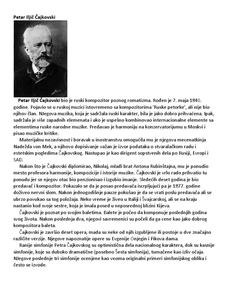 Petar Iljič Čajkovski | PDF