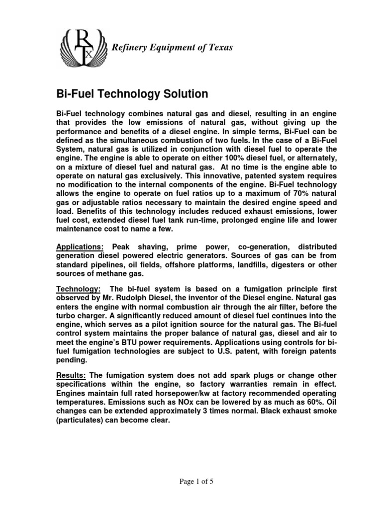 BiFuel Technology Solution Refinery Equipment of Texas PDF Diesel