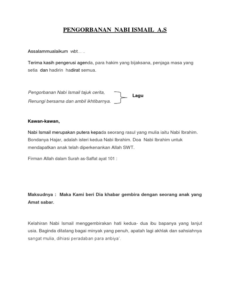 Terkini Pengorbanan Nabi Ismail A