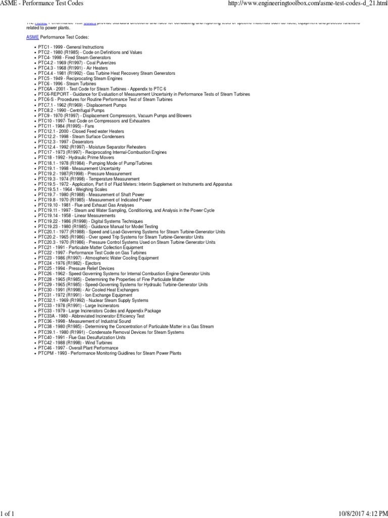 ASME - Performance Test Codes | PDF | Incineration | Pump