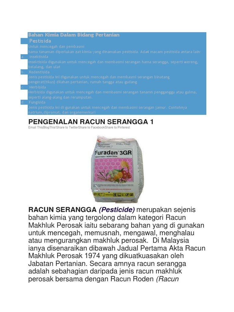 Bahan Kimia Dalam Bidang Pertanian