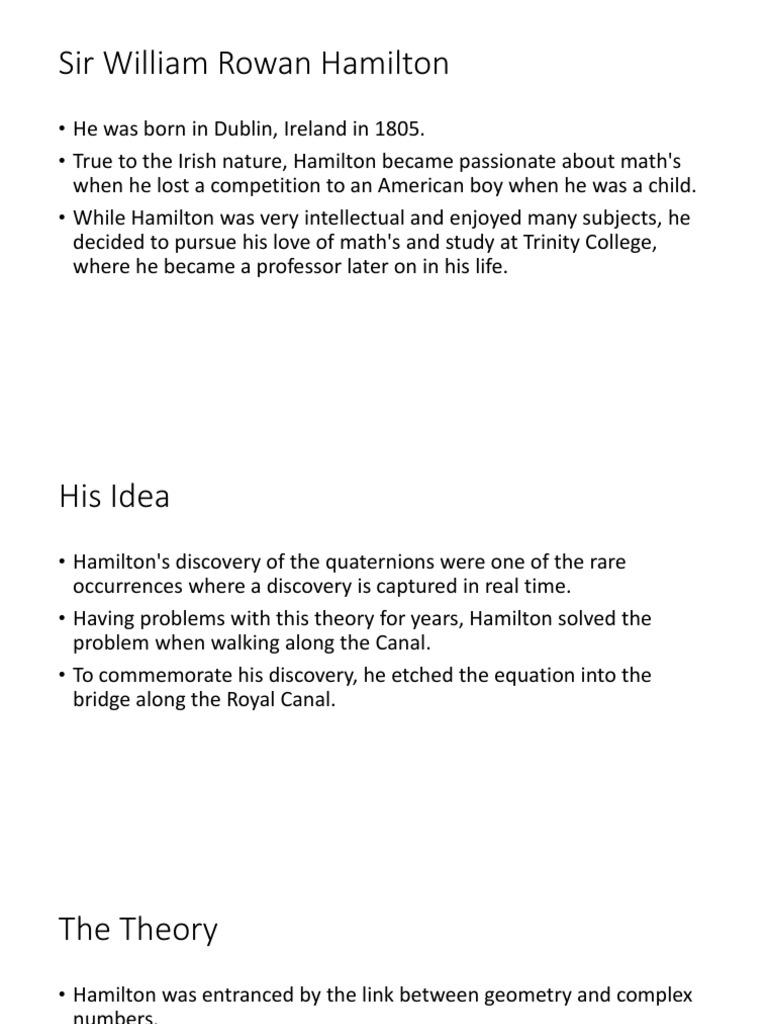 Sir William Rowan Hamilton: Life & Math | PDF