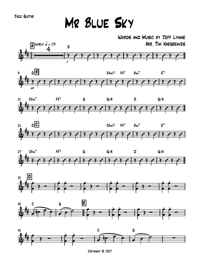 MR Blue Sky Jazz Guitar Loisirs