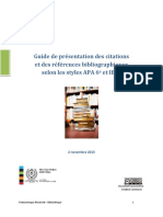 Guide de Presentation Des Citations Selon Le Style APA 6e
