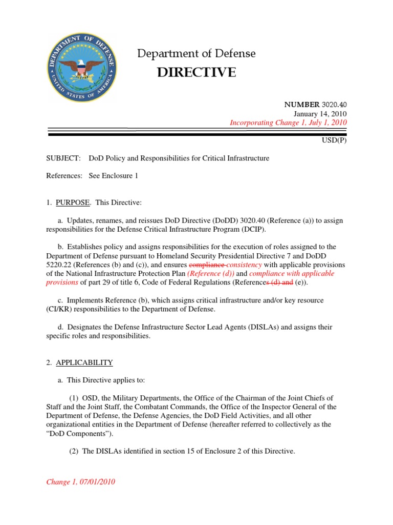 DoD Policy and Responsibilities For Critical Infrastructure PDF