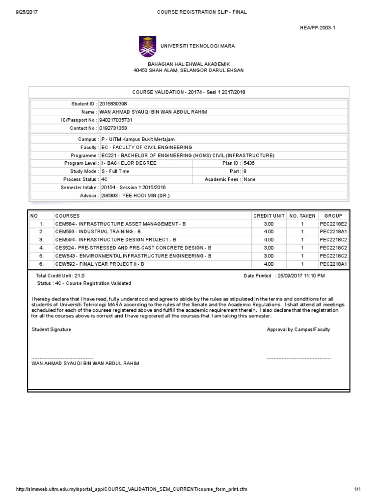 Uitm course registration