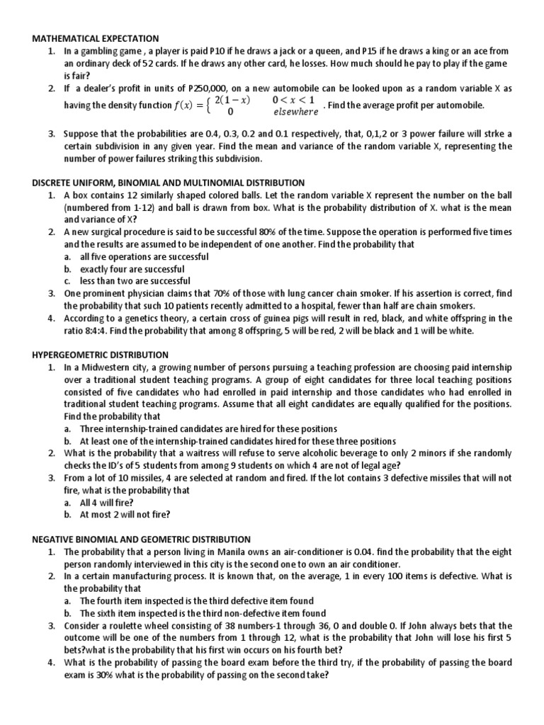 Gambling and Probability Distributions Guide | PDF | Expected Value ...