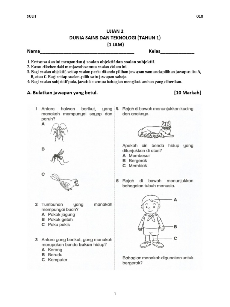 Dst Ujian 2 Tahun 1 2017 Pdf