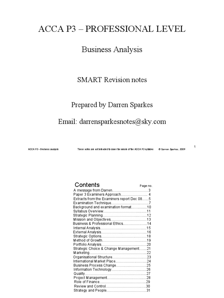 P3-Quick Revision Notes | PDF | Strategic Management | Question
