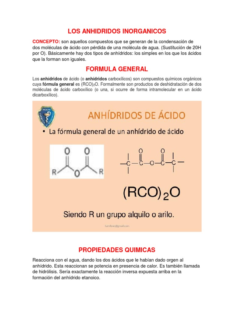 ANIHIDRIDOS | Ácido | Ácido carboxílico