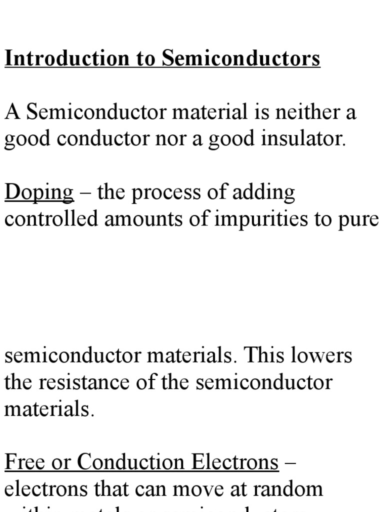 Introduction to Semiconductor Basics | PDF | Semiconductors | Doping ...