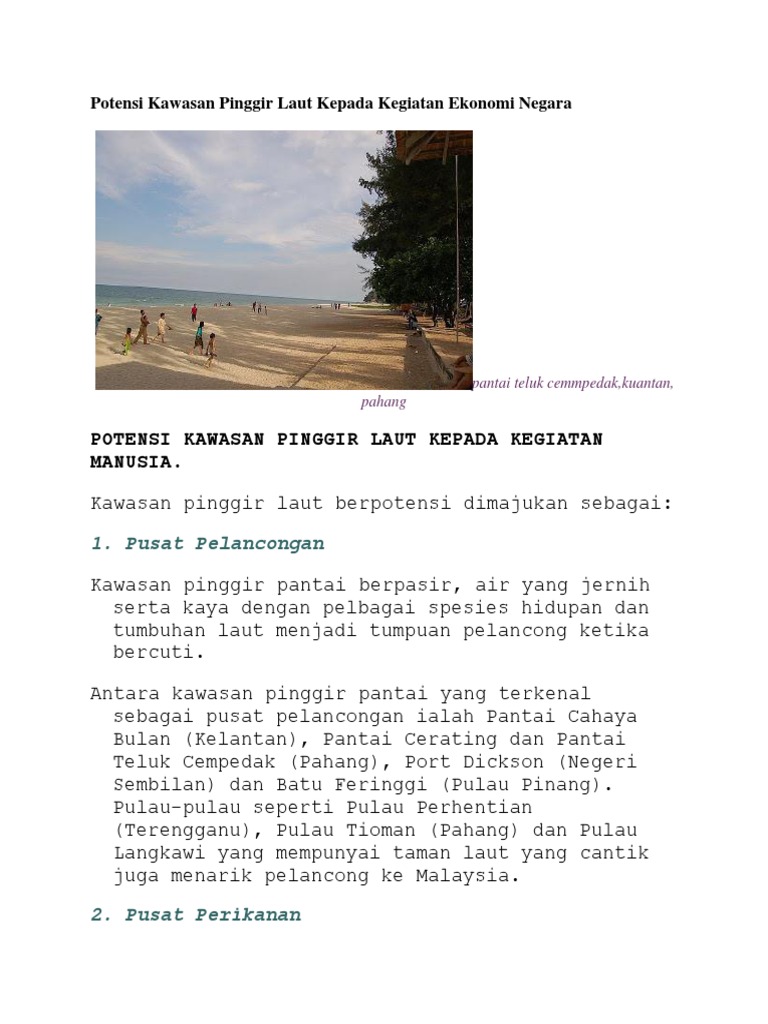 Potensi Kawasan Pinggir Laut Kepada Kegiatan Ekonomi Negara Pdf