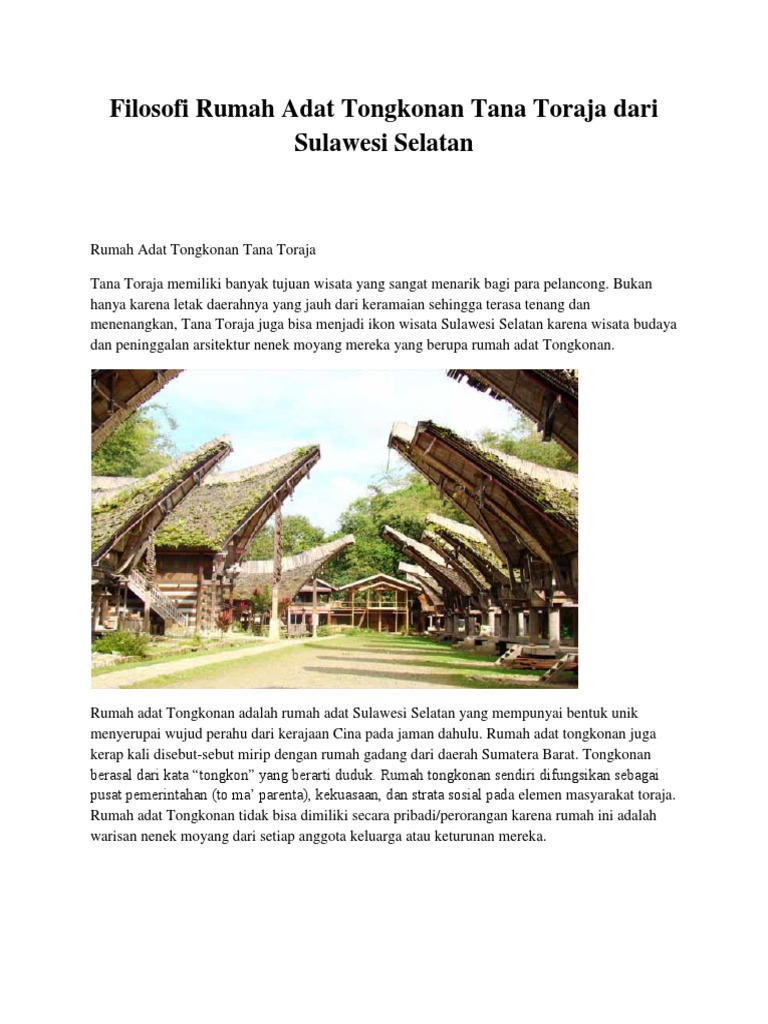 Masyarakat Tana Toraja Memiliki Rumah Adat Yang Disebut - Sebutkan Itu