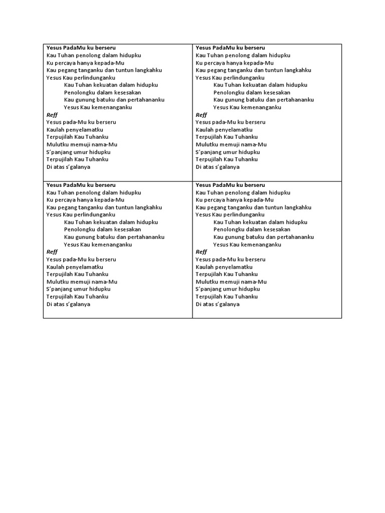 Yesus Padamu Ku Berseru