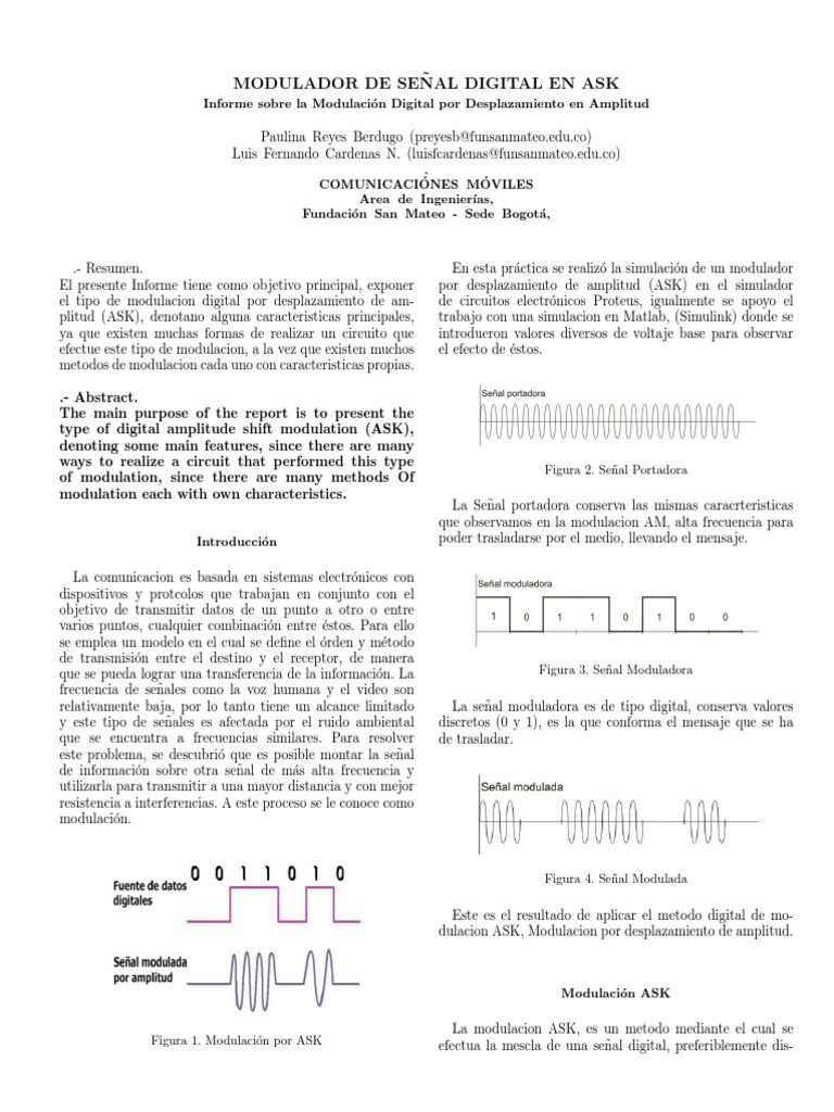 Informe sobre Modulación ASK Digital | PDF | Modulación | Electrónica