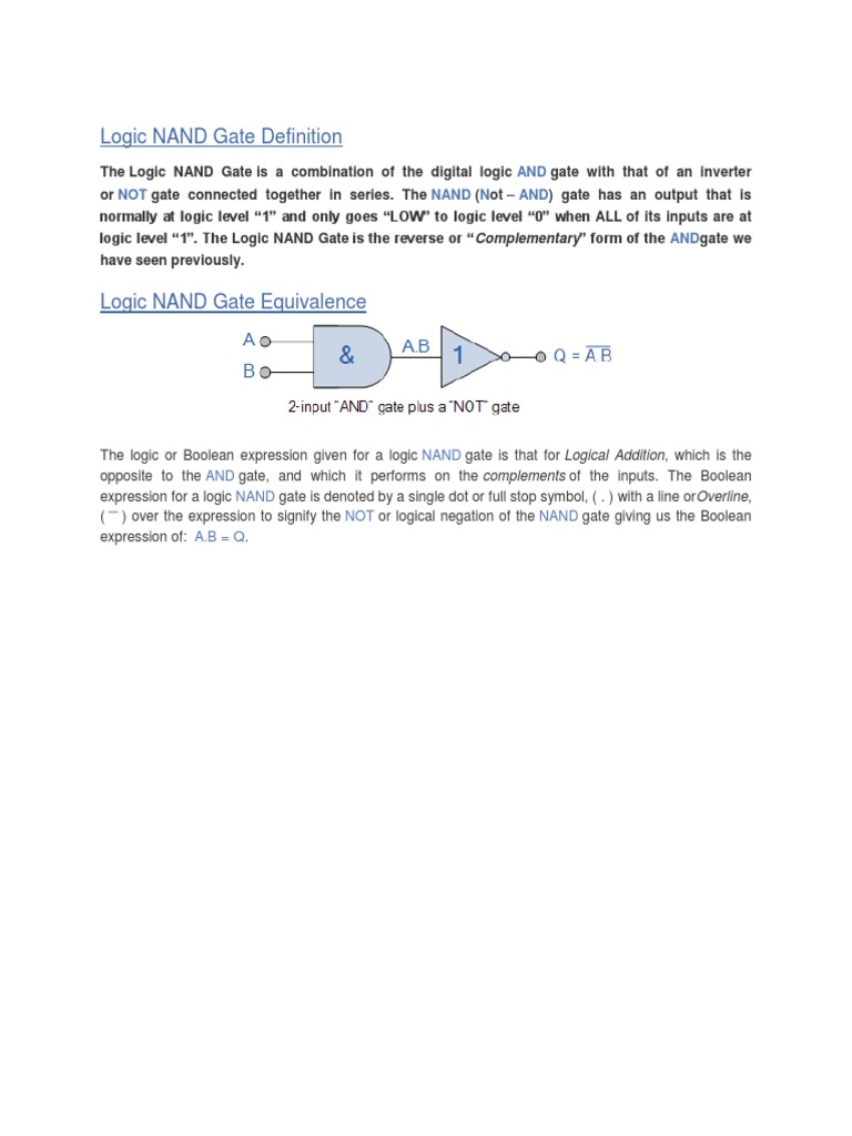 Logic Gate Definition PDF Logic Gate Boolean Algebra