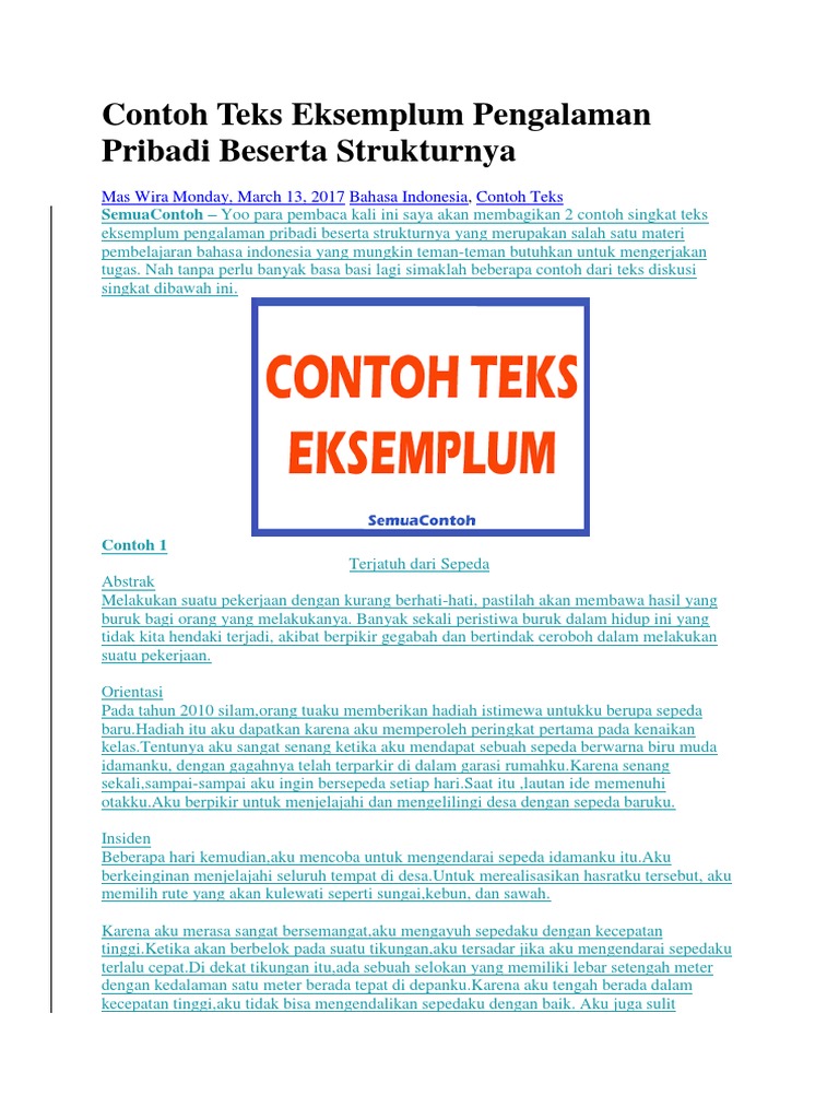 Contoh Teks Eksemplum Dan Strukturnya Berbagi Struktur