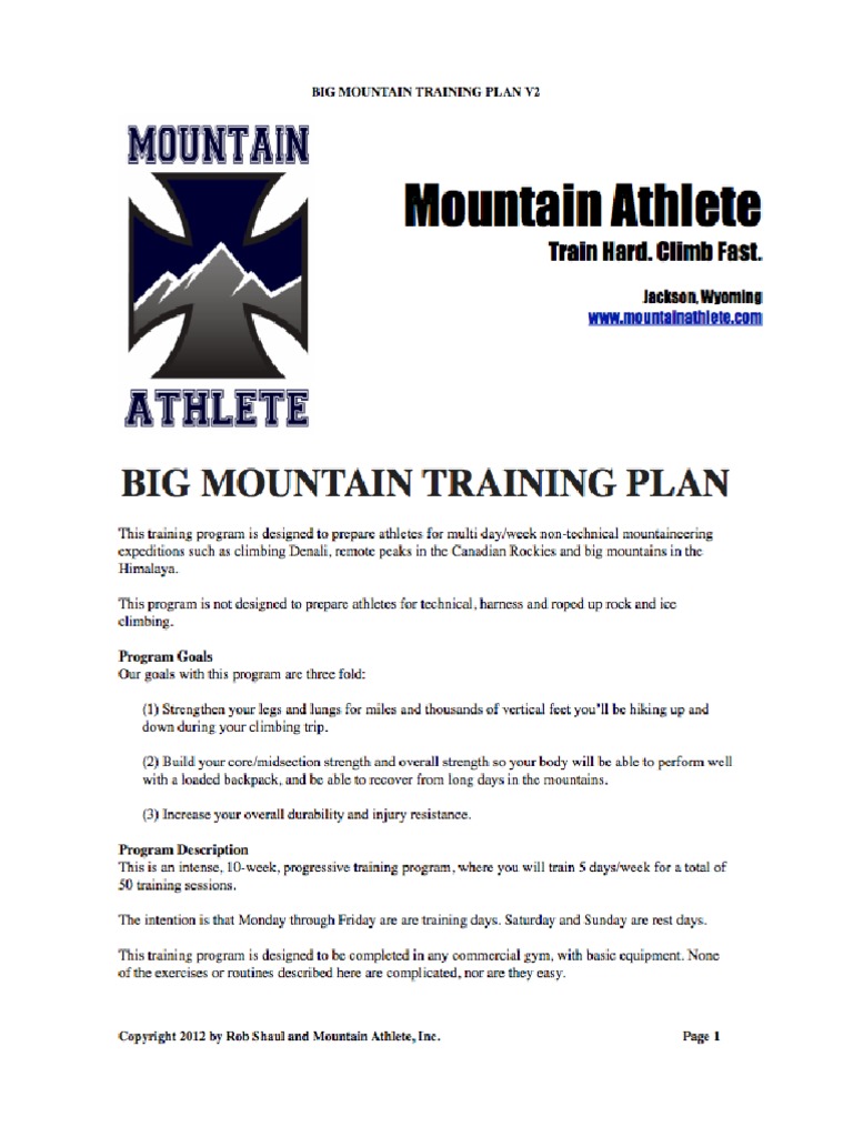 Mountain Athlete Workout Plan | PDF