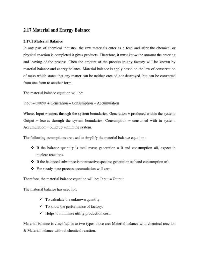 Material and Energy Balances in Chemical Processes Understanding Flows