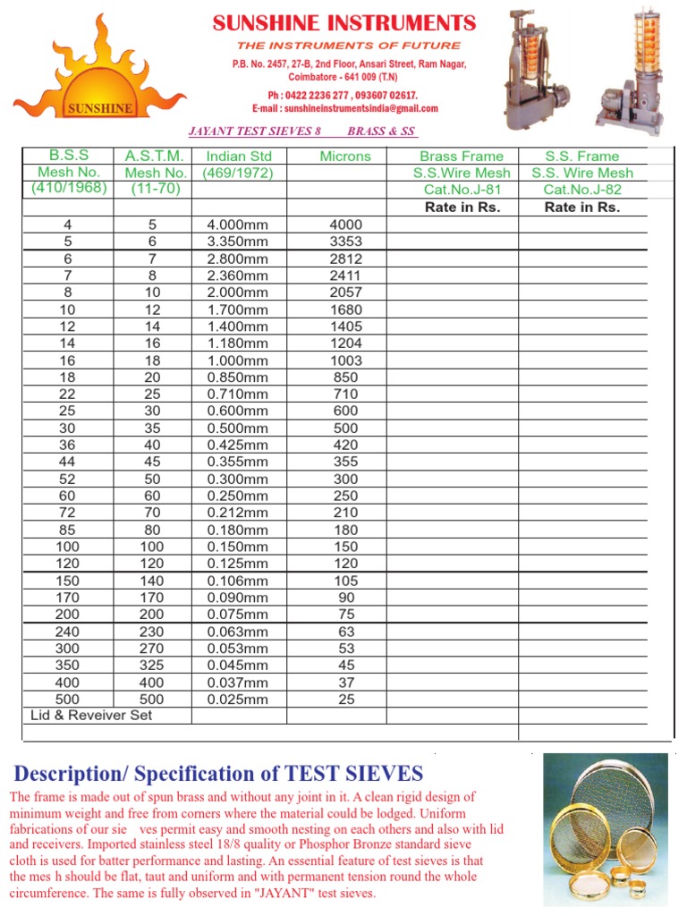 Jayant Test Sieves PDF Mechanical Engineering Nature