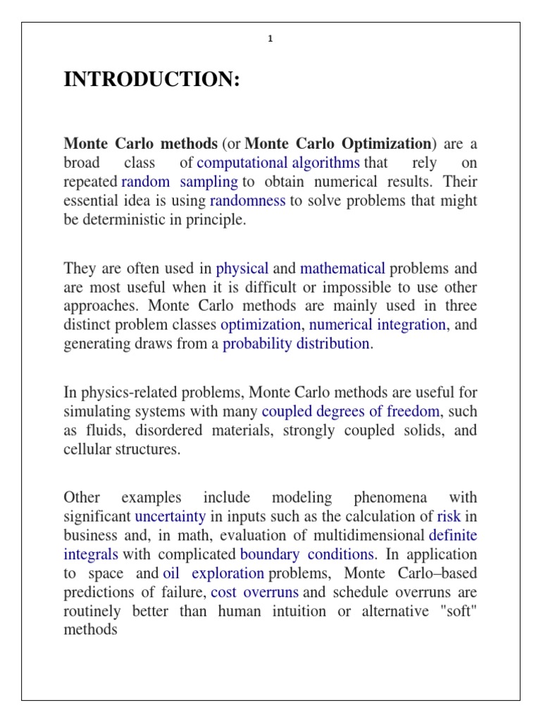 Monte Carlo Methods Overview | PDF | Monte Carlo Method | Statistics
