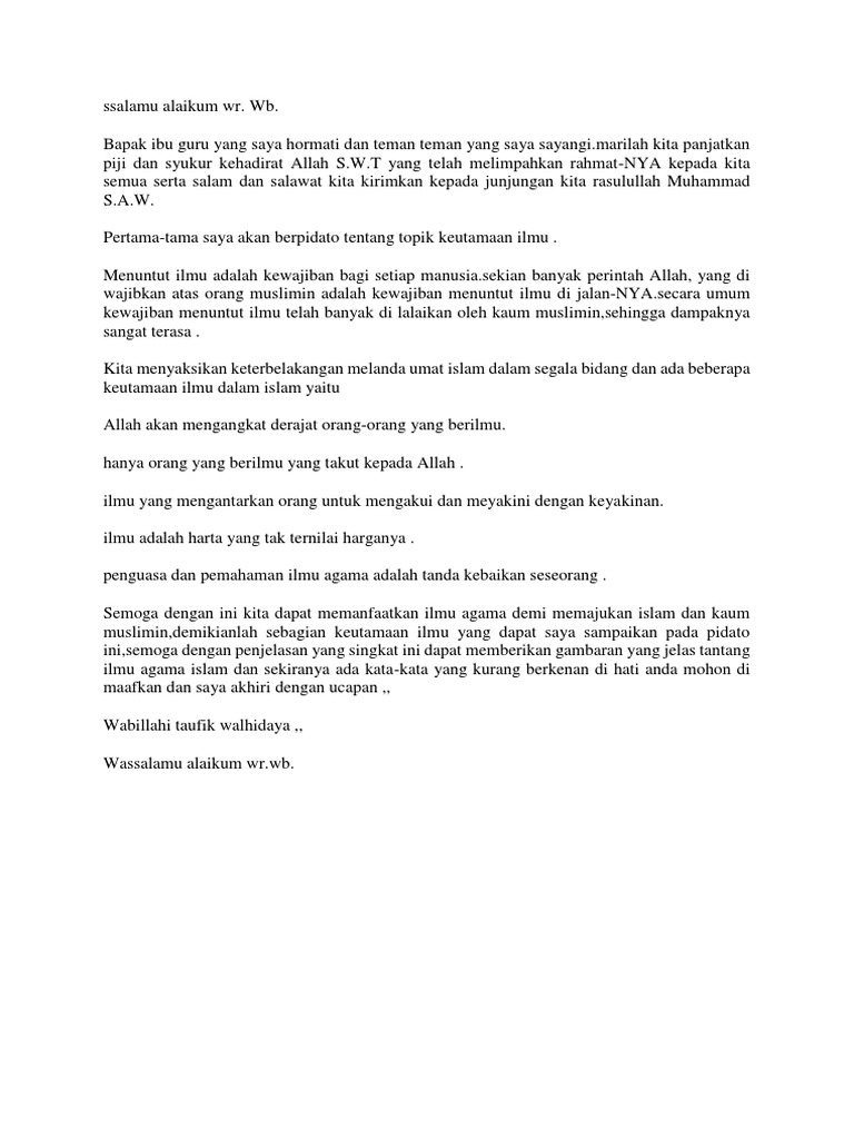 13+ Pidato singkat tentang ilmu agama terbaru yang baik dan benar
