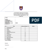 Universiti Teknologi Mara Fakulti Kejuruteraan Kimia Engineering Chemistry Lab (CHE504)