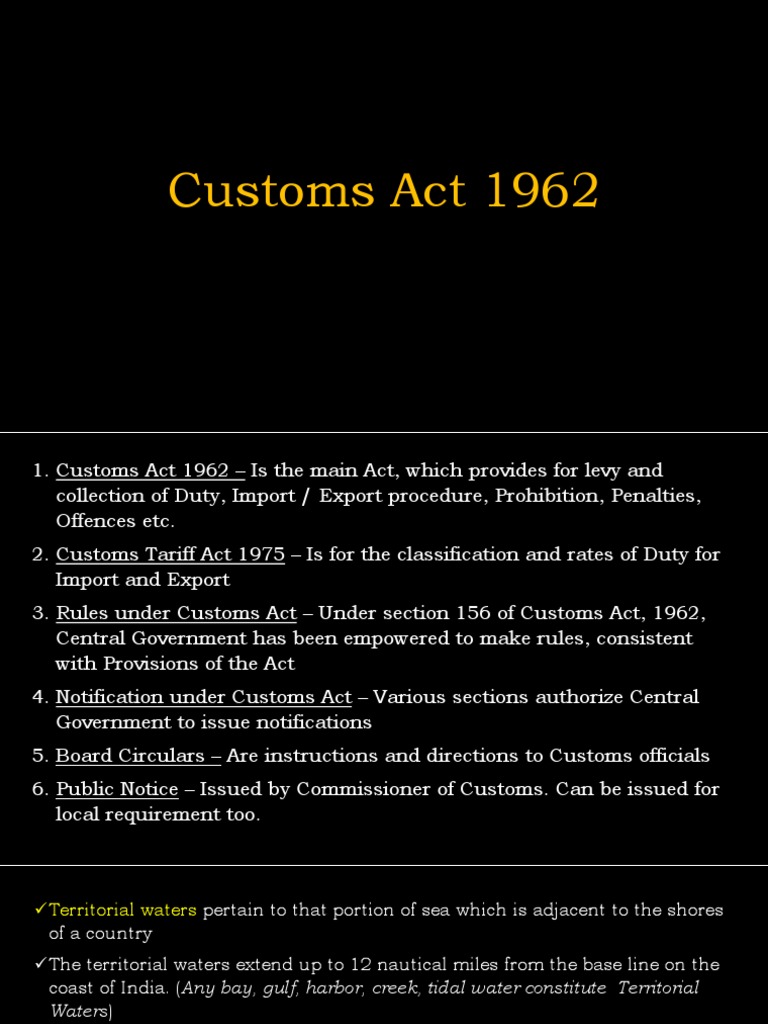 Chapter 12 Customs Act 1962 PDF Invoice Customs