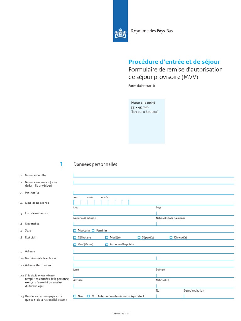 Formulaire De Demande De Visa Pour La Belgique Formulaire de Demande de Visa Long Duree MVV (FR) | Royaume des Pays