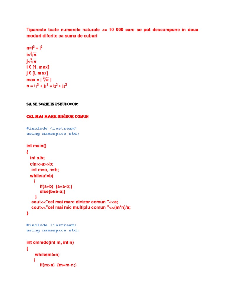 Algoritmi și Pseudocod C++ | PDF | Technology & Engineering