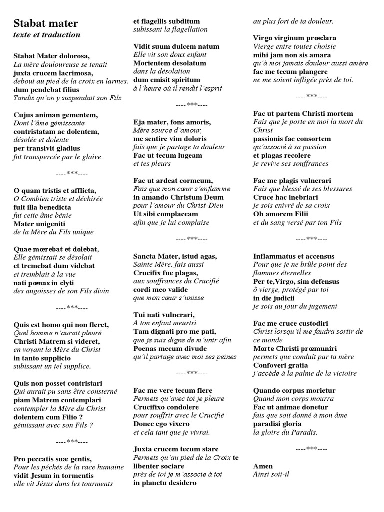 Stabat Mater (Texte Et Traduction Française)
