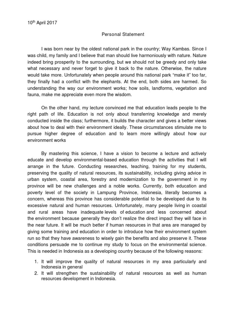 contoh personal statement untuk beasiswa pdf