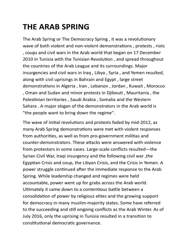 Arab Spring PDF Arab Spring Arab World