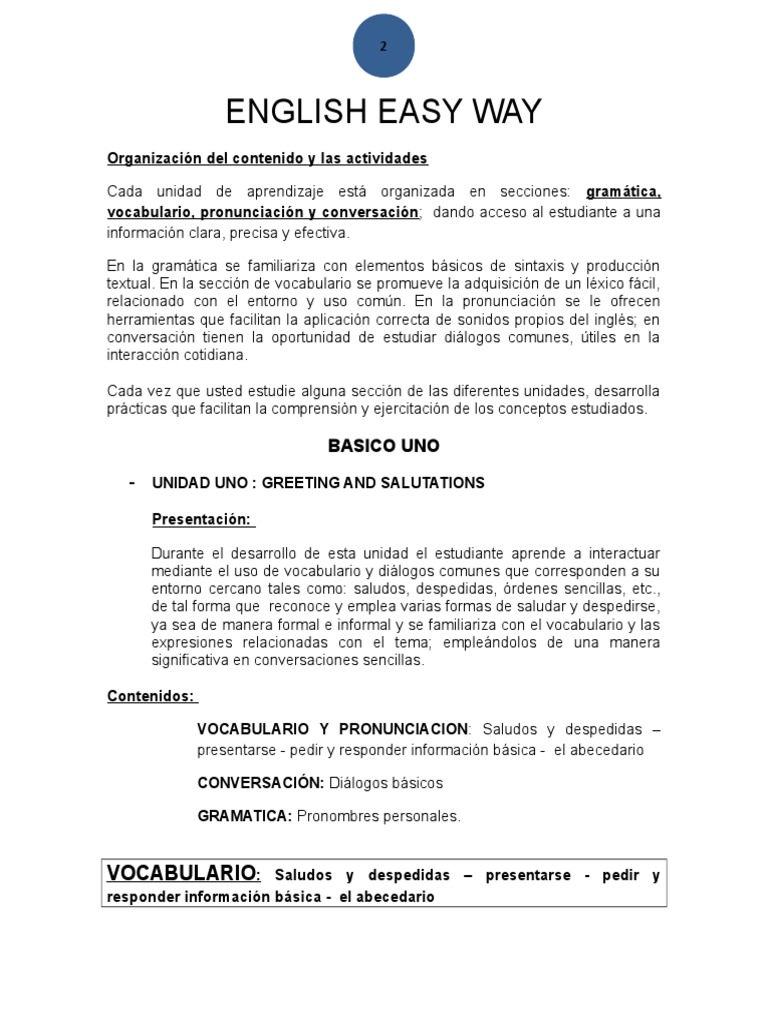 Modulo de Ingles Basic | PDF | Alfabeto | Calendario