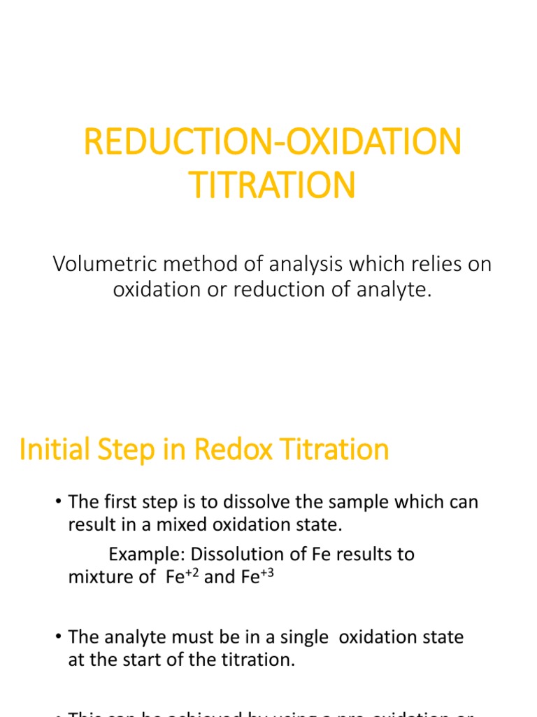ReductionOxidation Titration 2 PDF Titration Chemistry