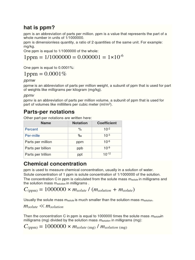 Arti PPM | PDF | Parts Per Notation | Concentration